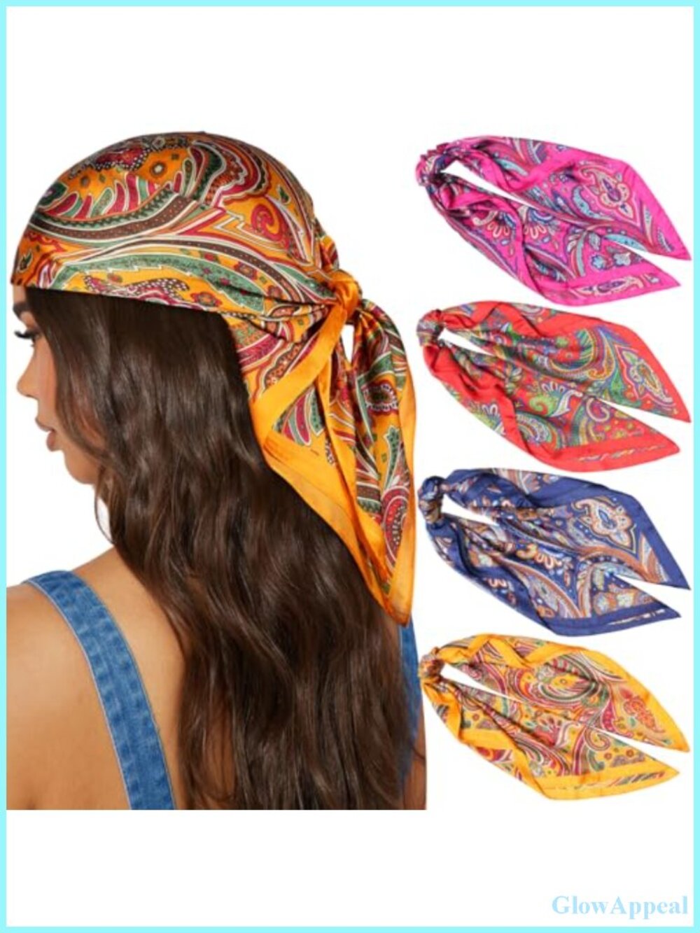 Silk Satin Square Head Scarf 4 Pack Women Hair Kerchief Bandanas Sleeping Head